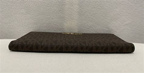 michael kors 32s8gf6d7b|Michael Kors Logo Slim Bifold Wallet Brown Gold Snap Closure .